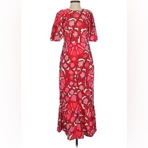 RHODE Red Floral Midi Dress